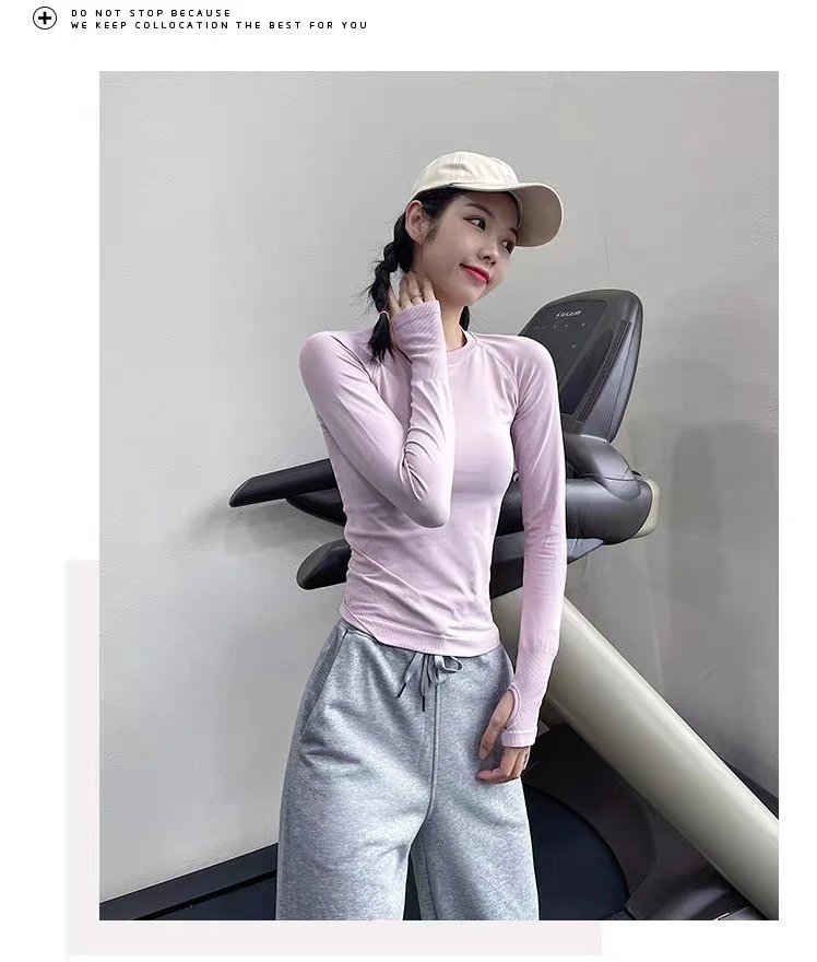 Design Long Sleeve Base-Layer Top in Periwinkle Blue with Ribbed Cuffs Activewear - 11