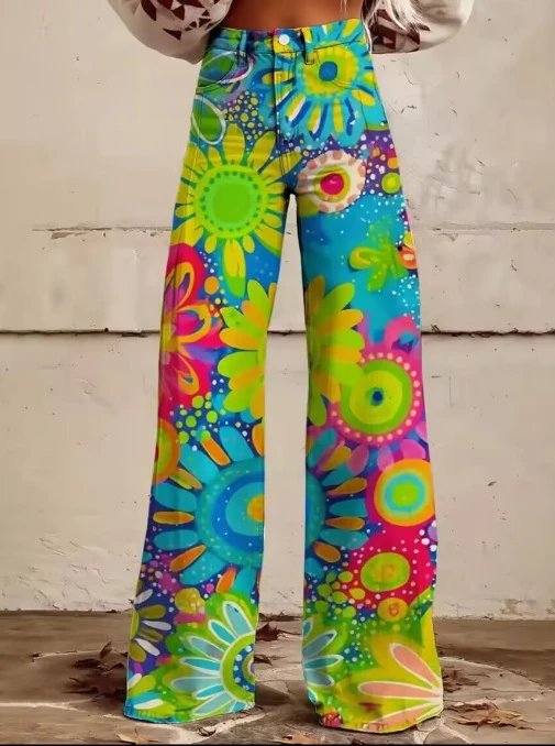 Stone Island Printed Wide-Leg Jeans Blue - 12