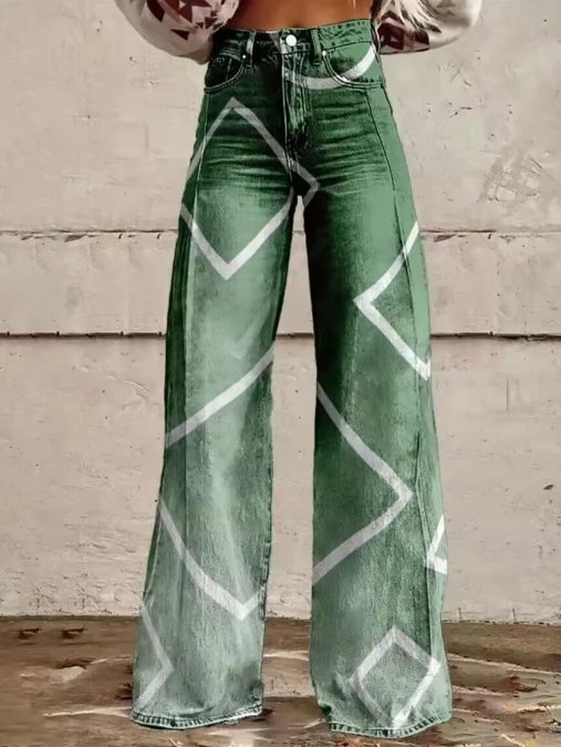 Stone Island Printed Wide-Leg Jeans Blue - 14