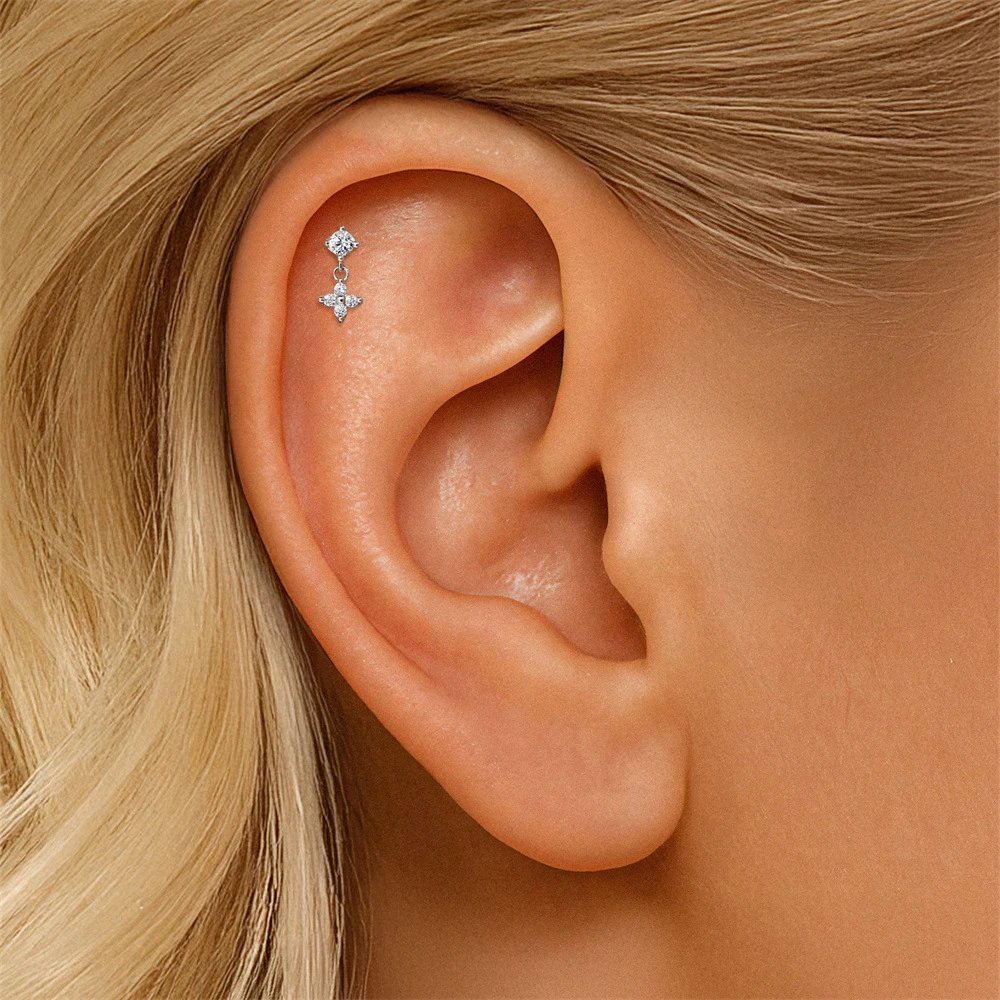 Design S925 Sterling Silver Cross Pendant Ear Cuff Jewelry - 36