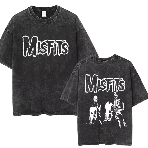 Design Misfits Acid Wash Black T-Shirt T-Shirts - 1