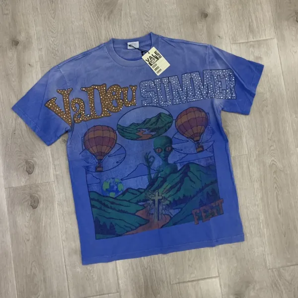 Design Valle Summer Fest Graphic T-Shirt Blue T-Shirts - 1
