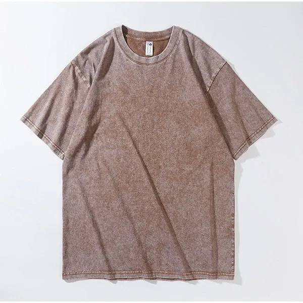 Design Acid Wash Brown T-Shirt Tops.t Shirts - 1