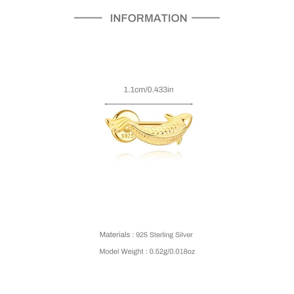 Design S925 Sterling Silver Dolphin Cartilage Earring Jewelry - 5