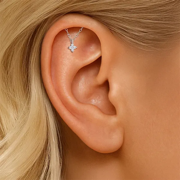 Design S925 Sterling Silver Cross Pendant Ear Cuff Jewelry - 51
