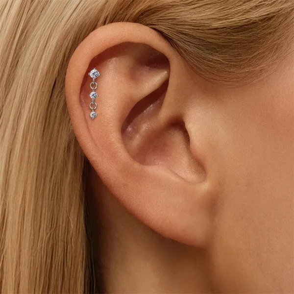 Design S925 Sterling Silver Cross Pendant Ear Cuff Jewelry - 57