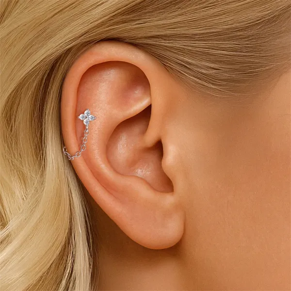 Design S925 Sterling Silver Cross Pendant Ear Cuff Jewelry - 66