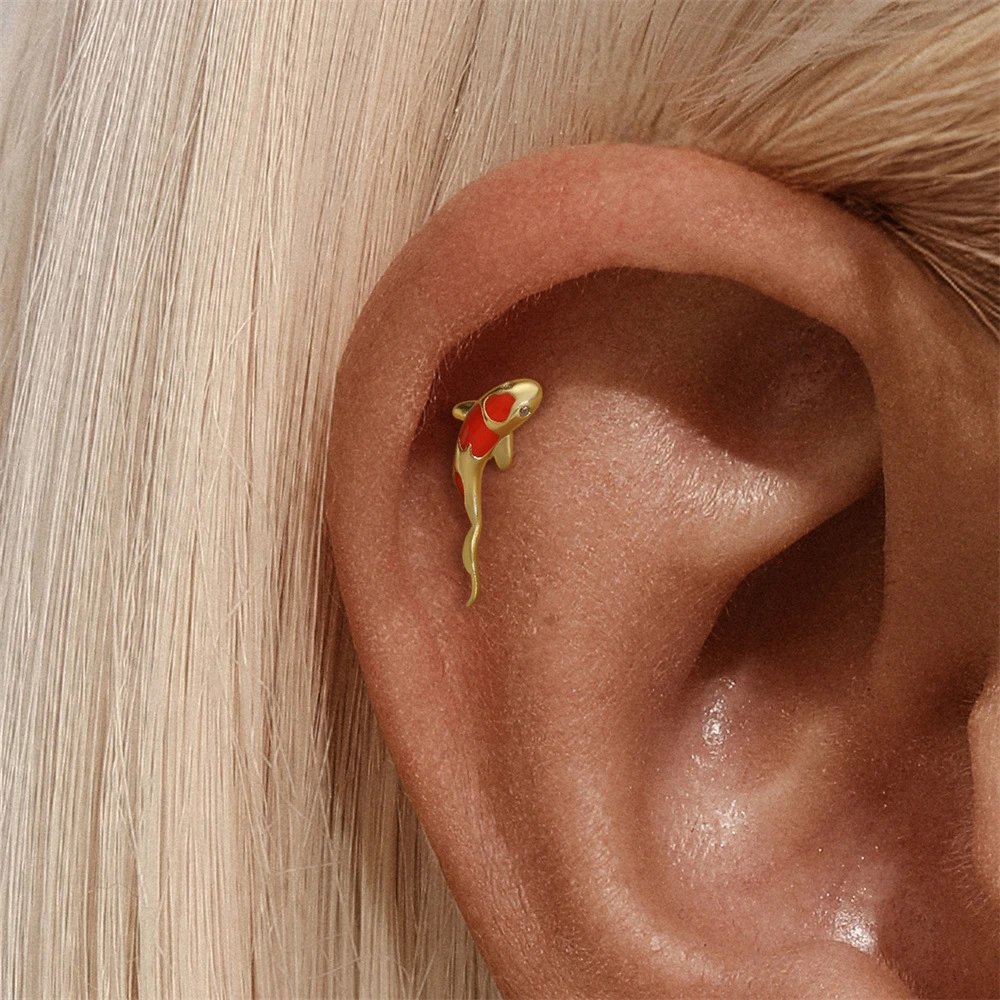 Design S925 Sterling Silver Dolphin Cartilage Earring Jewelry - 36