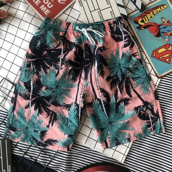 Design Shark Print Swim Trunks Green Shorts Swimwear - 2