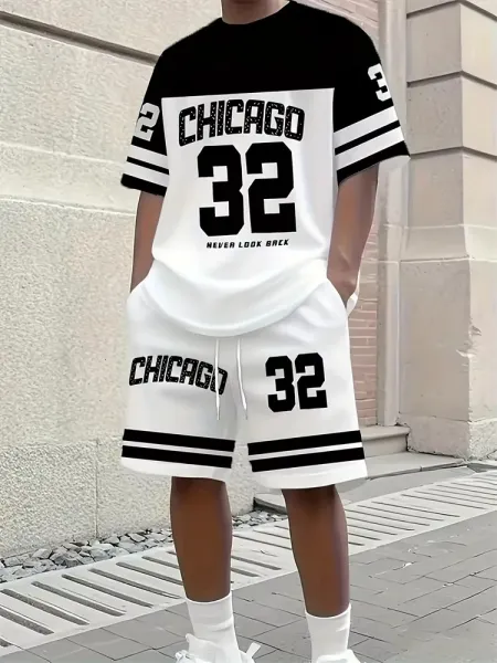 Design New York 23 Graphic Set Black Red White T-Shirt and Shorts - 3