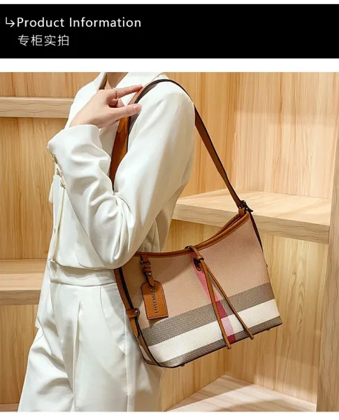 Design I.T Fashion Checkered Hobo Bag Set Beige Multicolor Shoulder Bags - 4