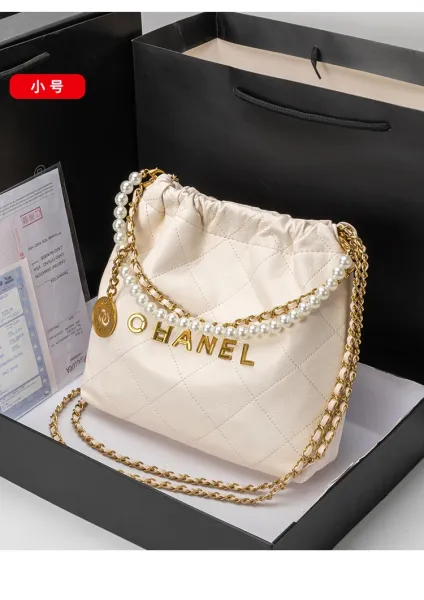 Chanel Drawstring Tote Bag and Pouch in Beige with Gold Hardware Handbags - 7