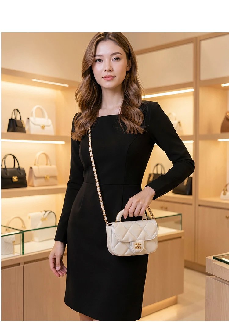 Chanel Mini Flap Bag Patent Leather Black Gold Hardware Handbag - 10