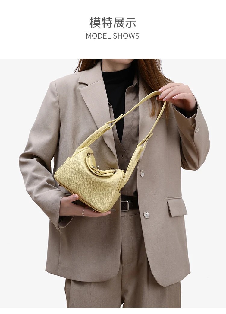 Design Mini Underarm Bag Pink Pebbled Leather Handbag Shoulder Bags - 15