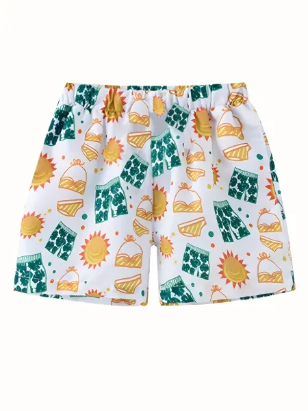 Design Nautical Print Swim Trunks White Blue Red Swimwear - 3