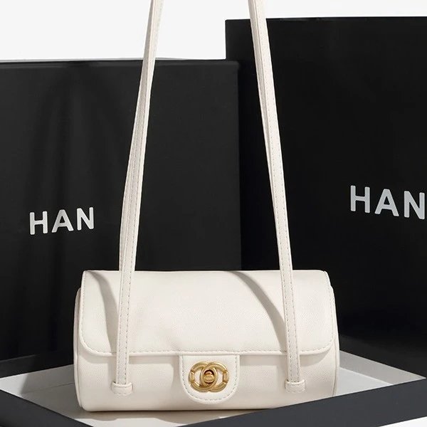 HAN Mini Barrel Crossbody Bag White
