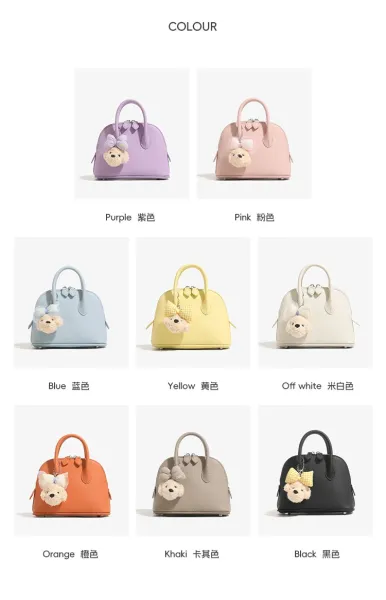 Design Dome Mini Handbag Orange with Poodle Charm - 6