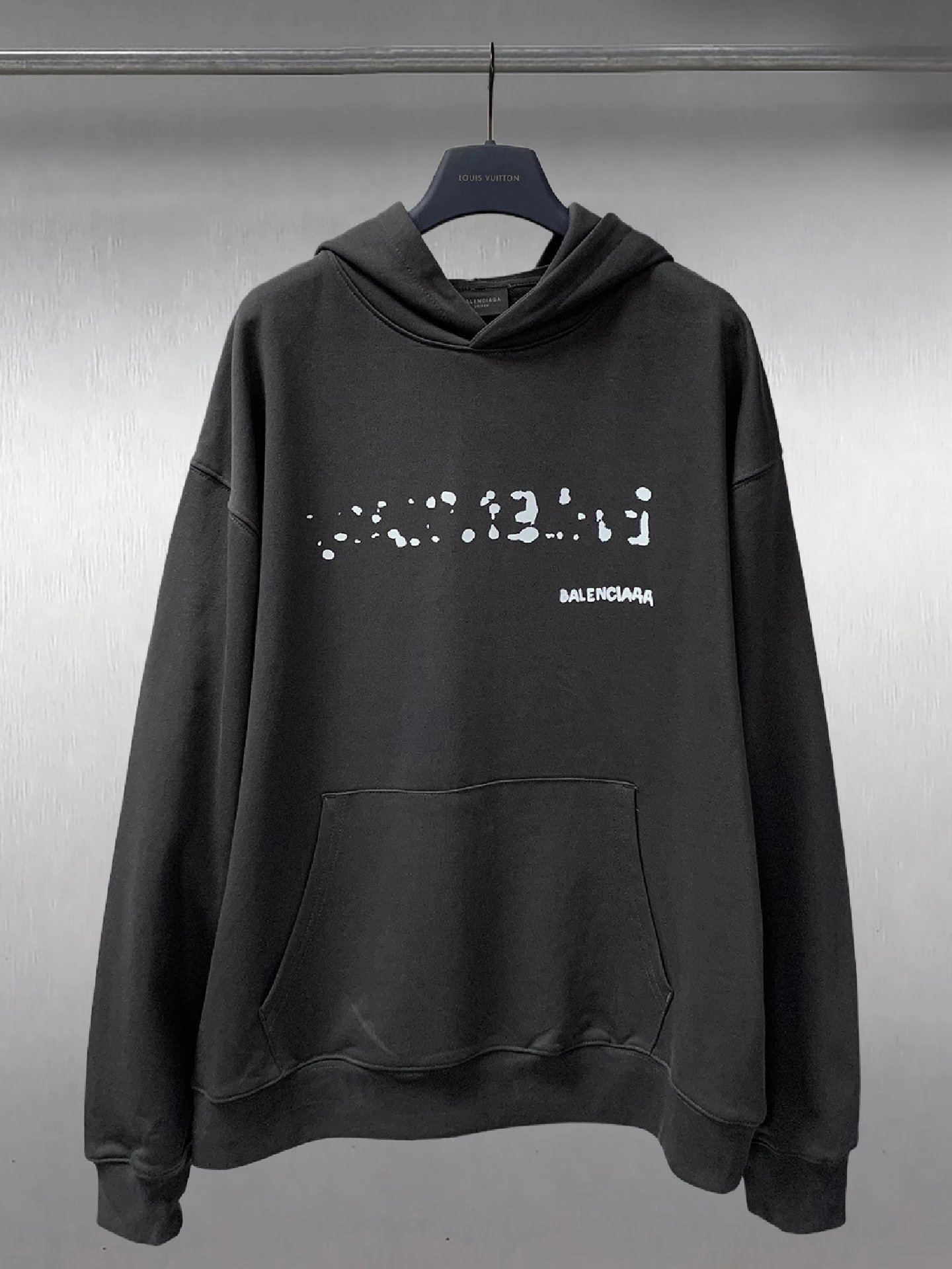 Balenciaga Graphic Print Hoodie Navy - 9