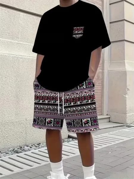 Design New York 23 Graphic Set Black Red White T-Shirt and Shorts - 7
