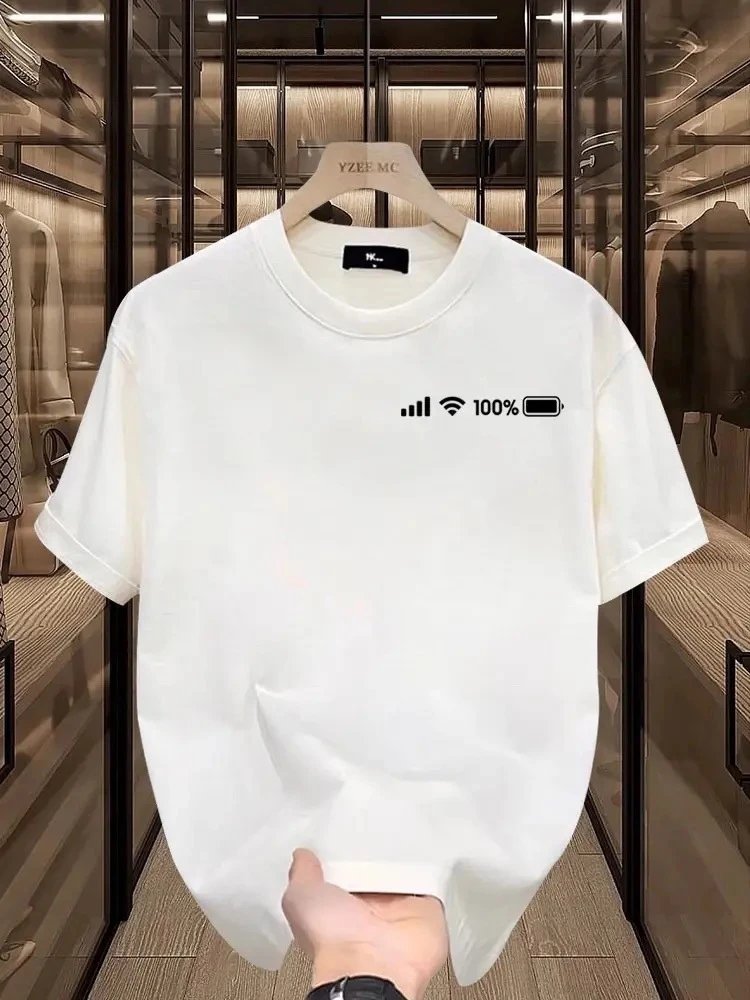 Design YZEE MC Signal 100% Charge Graphic T-Shirt White Tops.t Shirts - 3
