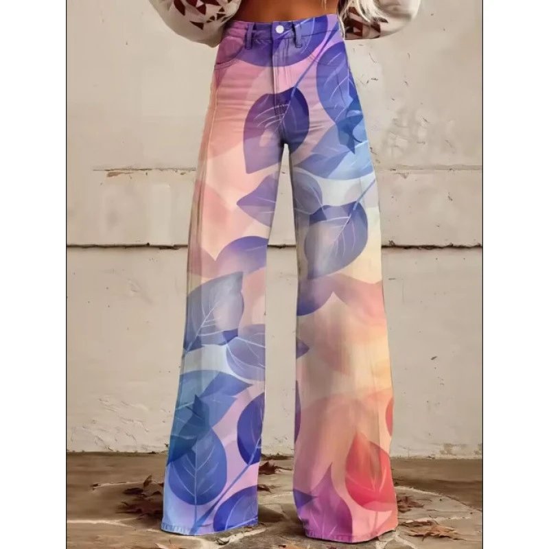 Design Wide-Leg Printed Jeans Multicolor