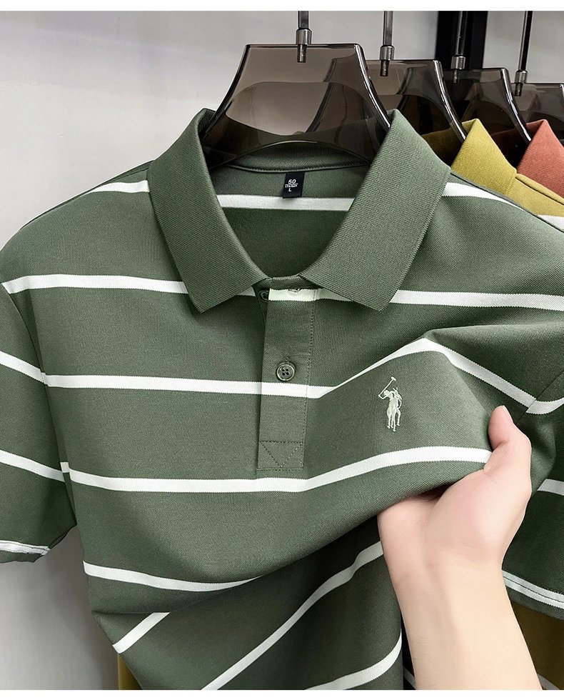 Polo Ralph Lauren Striped Polo Shirt Army Green - 19