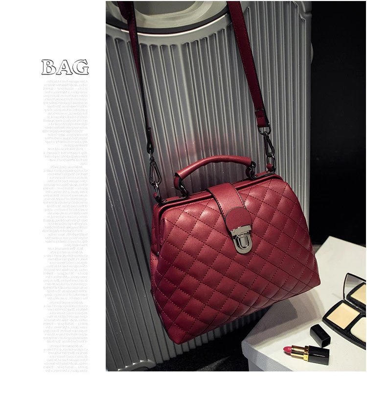 Design Celine Quilted Doctor Bag Burgundy Handbag Handbags - 14