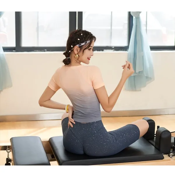 Design Gradient Ombre Crop Top Pink-to-White + Navy High-Waisted Leggings Set Activewear - 18
