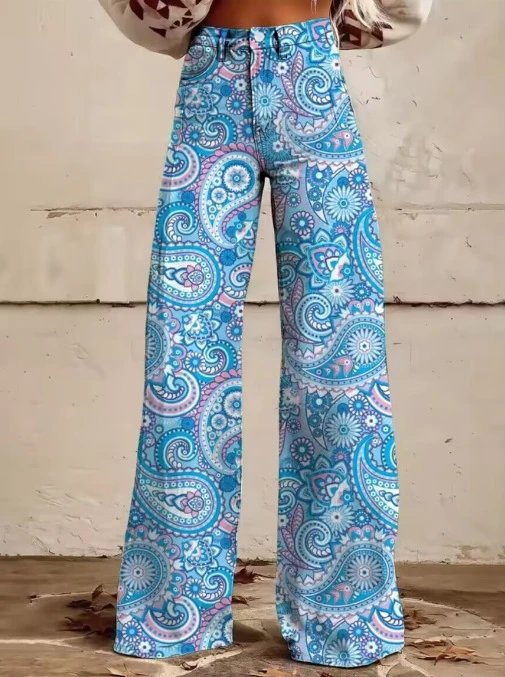 Design Floral Print Wide-Leg Jeans Multicolor - 18