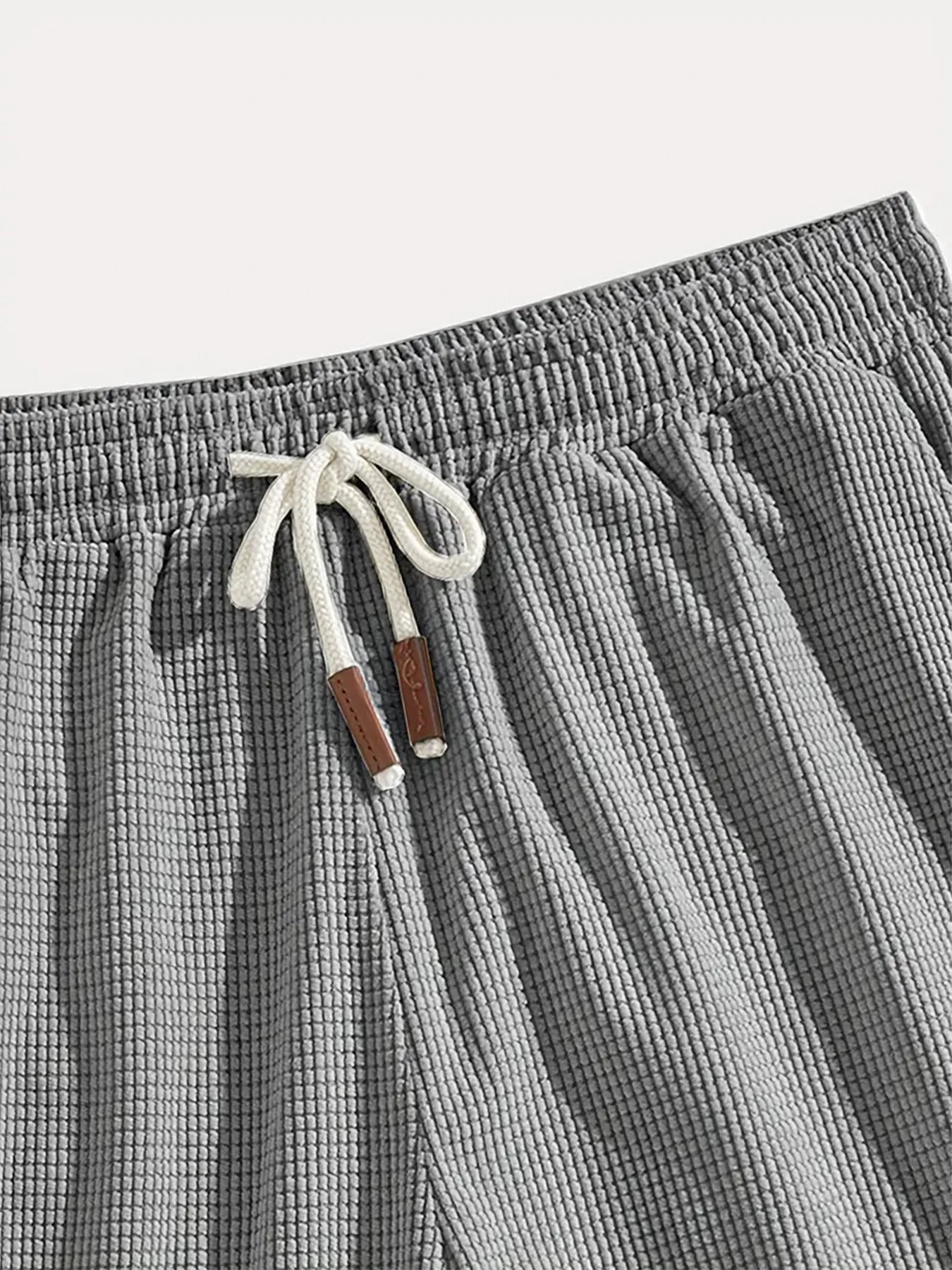 Design Waffle Texture Drawstring Shorts Olive Green Shorts - 30