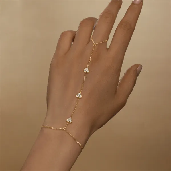 Design Heart Chain Hand Chain Bracelet Gold Jewelry - 6