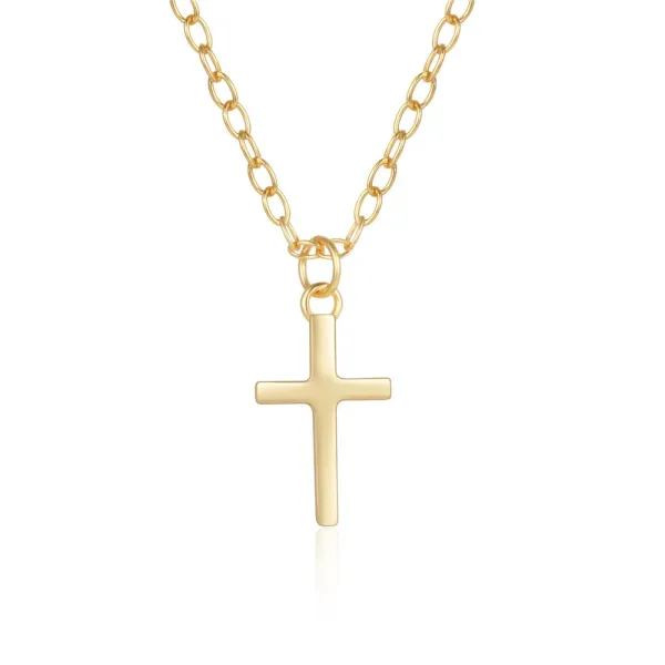 Design S925 Sterling Silver Cross Pendant Necklace Gold Plated Jewelry - 10