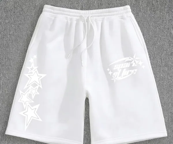 Design Star Print Drawstring Waist Shorts Gray - 8