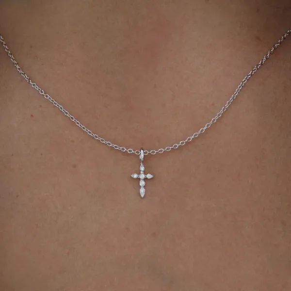 Design Cross Pendant Necklace Gold with Cubic Zirconia Necklaces Jewelry - 4