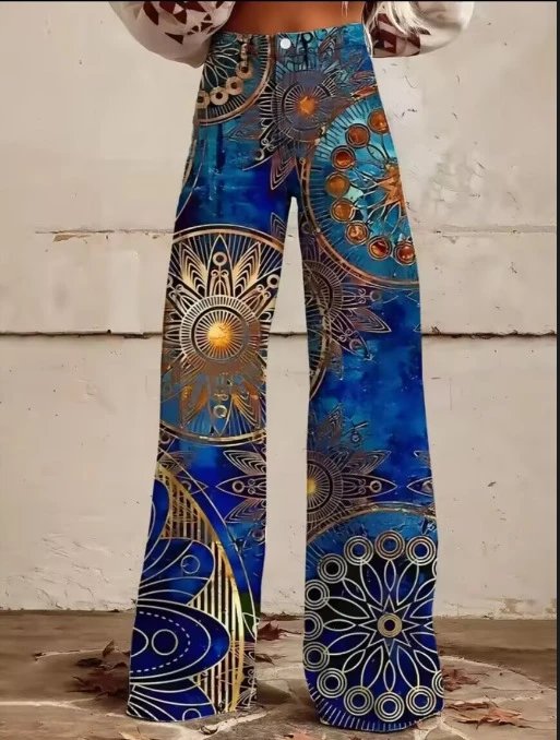 Stone Island Printed Wide-Leg Jeans Blue - 18