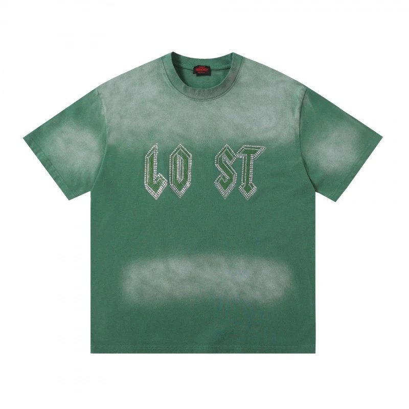 Lost Sins Crystal-Embellished Washed Green T-Shirt