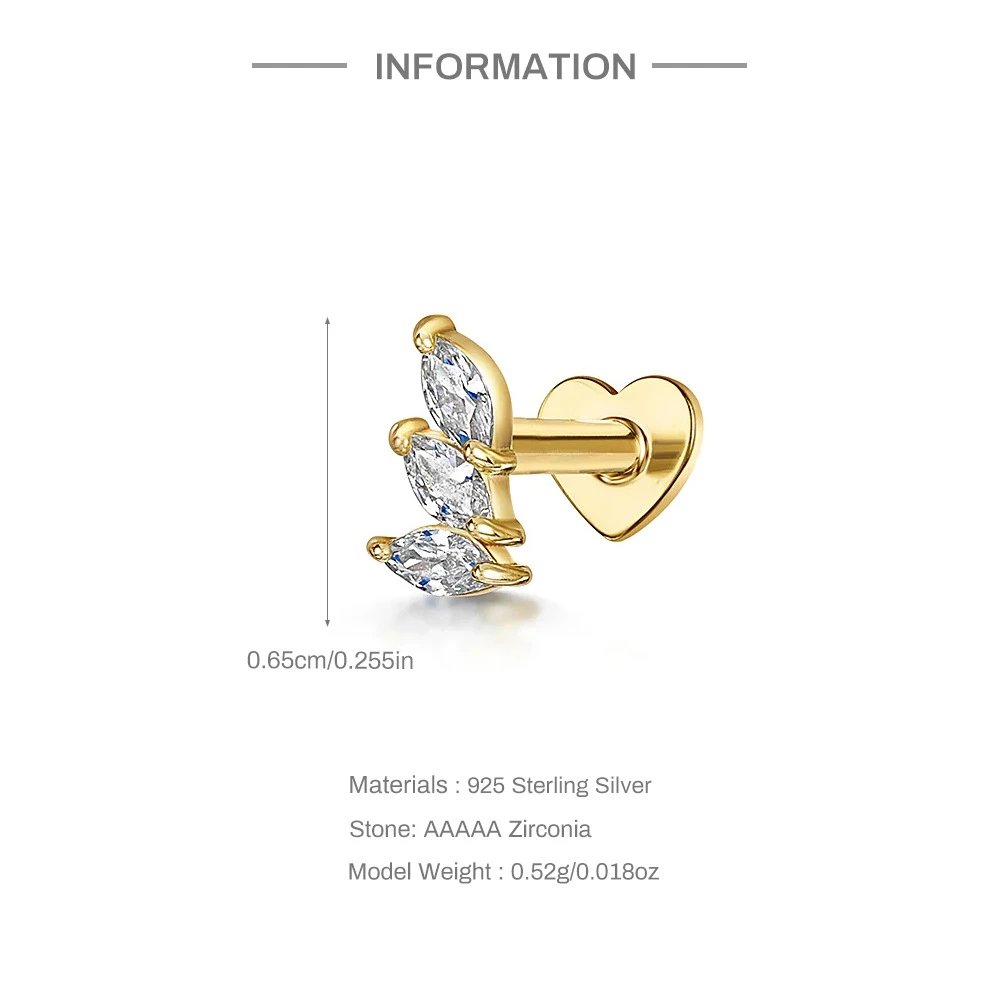 Design Opal Marquise Heart Back Earring Gold Jewelry - 5