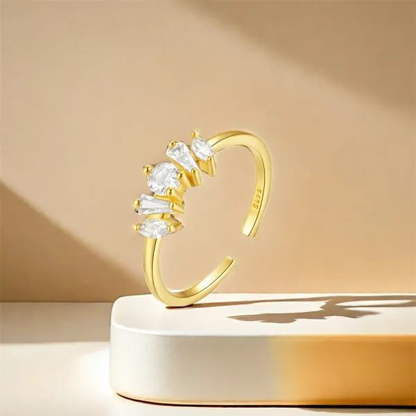 Design S925 Sterling Silver Multi-Stone Cluster Ring Silver Jewelry - 18