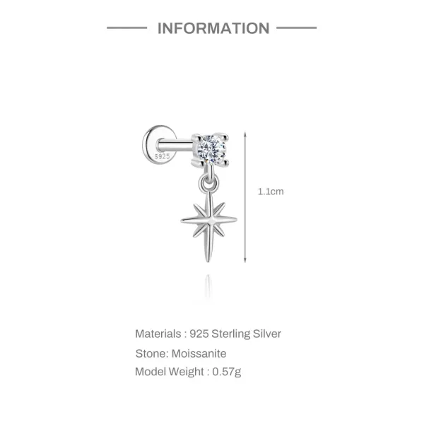 Design S925 Sterling Silver Cross Pendant Ear Cuff Jewelry - 11
