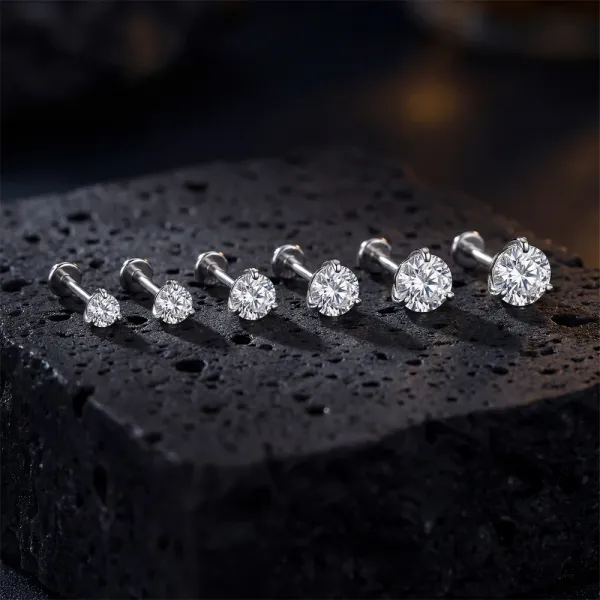 Design S925 Sterling Silver Cubic Zirconia Stud Earring 6.5mm Jewelry - 15