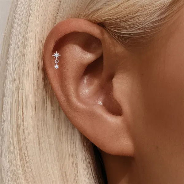Design S925 Sterling Silver Cross Pendant Ear Cuff Jewelry - 27
