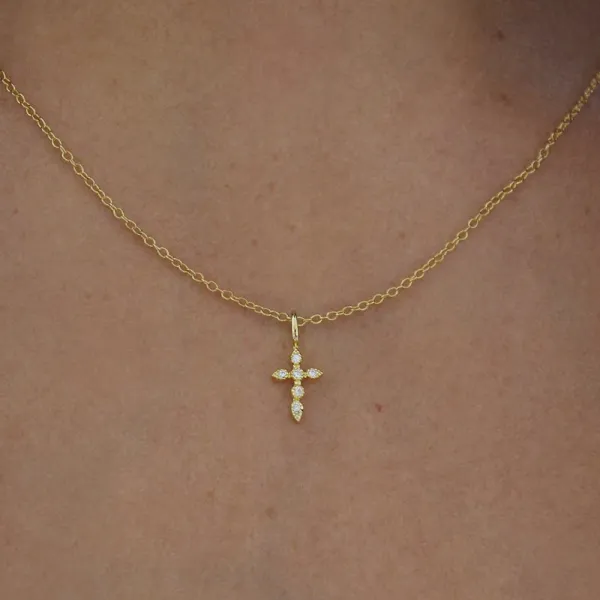Design Cross Pendant Necklace Gold with Cubic Zirconia Necklaces Jewelry - 5