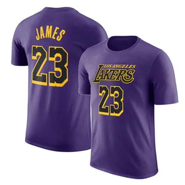 Los Angeles Lakers LeBron James #23 Purple T-Shirt - 1