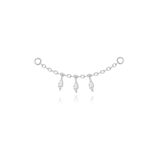 Design Marquise Cut Crystal Chain Necklace Silver Jewelry - 38