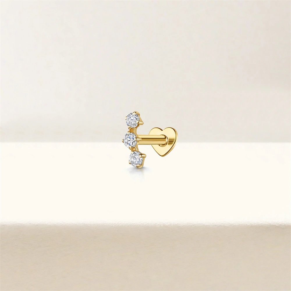 Design S925 Sterling Silver Heart Labret with Marquise and Pear-Cut Cubic Zirconia Earring Jewelry - 25