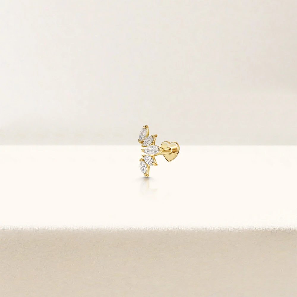 Design S925 Sterling Silver Heart Labret with Marquise and Pear-Cut Cubic Zirconia Earring Jewelry - 28