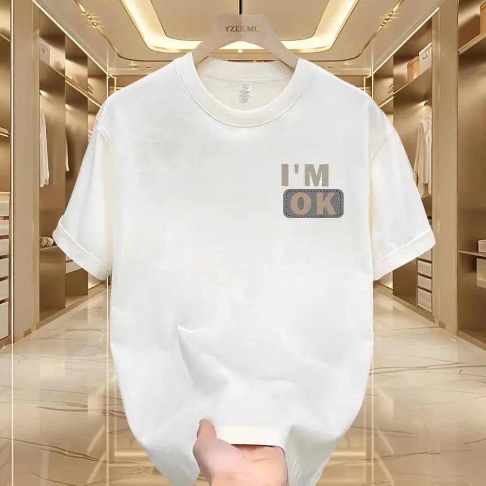 Design I'm OK Graphic Print Oversized T-Shirt White - 10