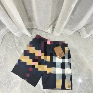 Design Drawstring Shorts Navy with Colorblock Pattern