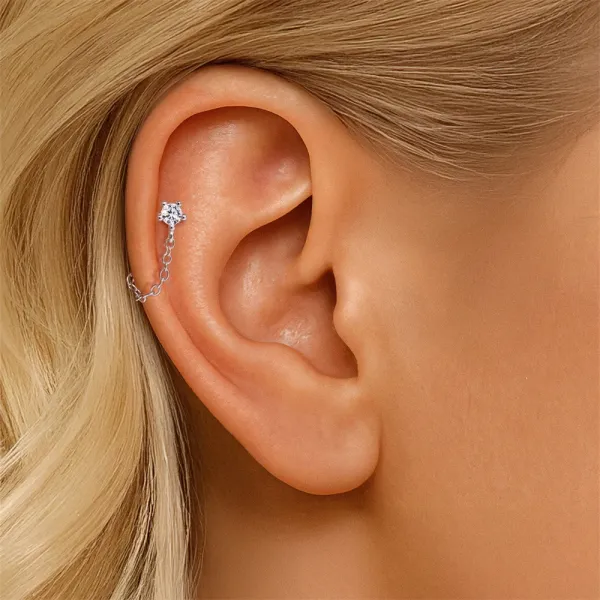 Design S925 Sterling Silver Cross Pendant Ear Cuff Jewelry - 61