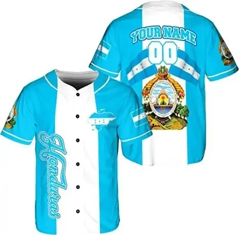 Design Custom Honduras National Team Baseball Jersey Black and Turquoise Jersey - 7